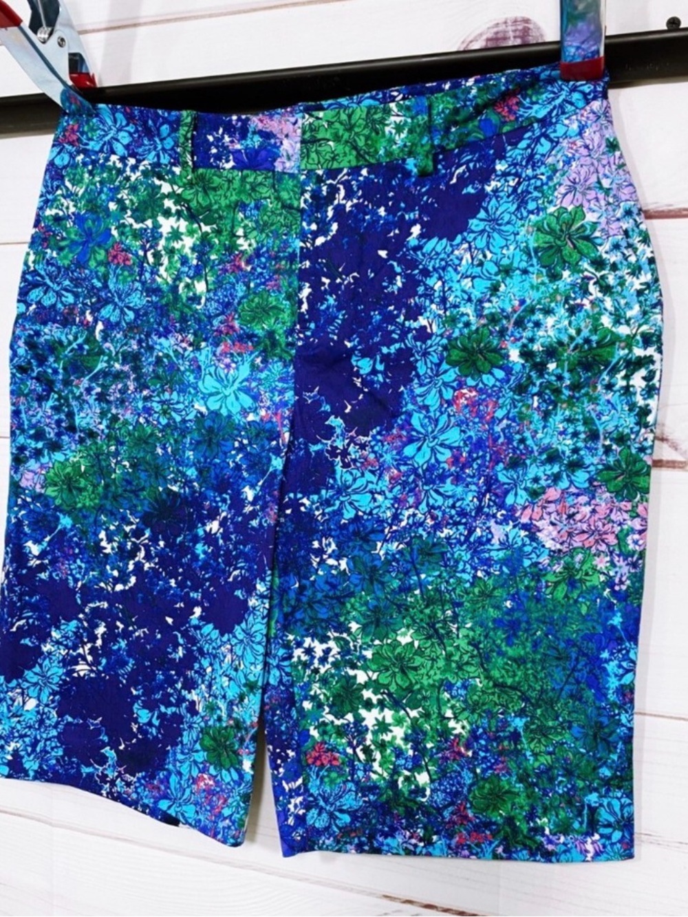 Coldwater Creek Blue Green Floral Bermuda Shorts